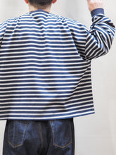 画像をギャラリービューアに読み込む, AUDIENCE "クルーネック クロップド 長袖Tシャツ NAVY/GREY ボーダー"