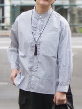 画像をギャラリービューアに読み込む, NOUVELLES DU PARADIS "フリルアレンジ ブラウス BLUE STRIPE"