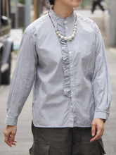 画像をギャラリービューアに読み込む, NOUVELLES DU PARADIS "フリルアレンジ ブラウス BLUE STRIPE"