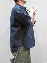 画像をギャラリービューアに読み込む, ORDINARY FITS "リネン ワークプルオーバーシャツ BLACK"