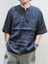 画像をギャラリービューアに読み込む, ORDINARY FITS "リネン ワークプルオーバーシャツ BLACK"