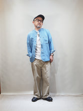 画像をギャラリービューアに読み込む, BARNS "6ozデニム バンドカラーワークシャツ"