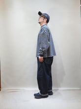 画像をギャラリービューアに読み込む, AUDIENCE "クルーネック クロップド 長袖Tシャツ NAVY/GREY ボーダー"

