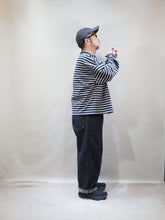 画像をギャラリービューアに読み込む, AUDIENCE "クルーネック クロップド 長袖Tシャツ NAVY/GREY ボーダー"
