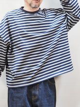 画像をギャラリービューアに読み込む, AUDIENCE "クルーネック クロップド 長袖Tシャツ NAVY/GREY ボーダー"
