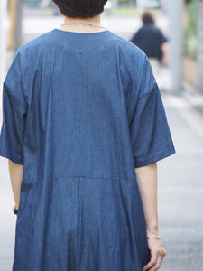 mizuiro ind "クルーネック オールインワン "INDIGO"