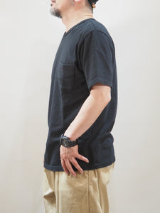 PATCHII "吊り編み 丸胴 ポケットTシャツ BLACK"