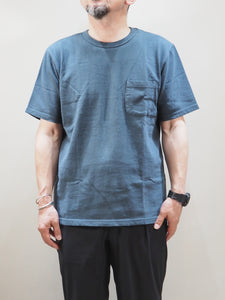 PATCHII "吊り編み 丸胴 ポケットTシャツ BLUE"