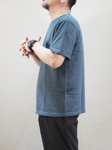 PATCHII "吊り編み 丸胴 ポケットTシャツ BLUE"