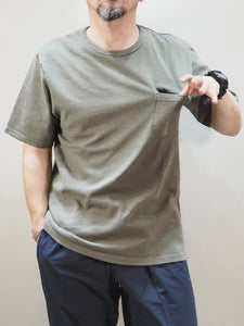 PATCHII "吊り編み 丸胴 ポケットTシャツ OLIVE KHAKI"