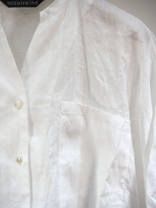mizuiro ind "リネン スタンドカラーコクーンシャツ WHITE"