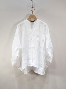 mizuiro ind "リネン スタンドカラーコクーンシャツ WHITE"