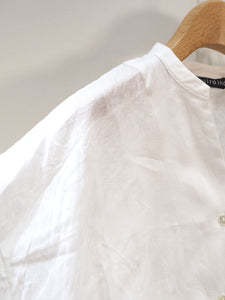 mizuiro ind "リネン スタンドカラーコクーンシャツ WHITE"