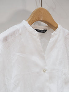 mizuiro ind "リネン スタンドカラーコクーンシャツ WHITE"