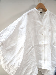 mizuiro ind "リネン スタンドカラーコクーンシャツ WHITE"