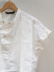 mizuiro ind "リネン スタンドカラーシャツ WHITE"