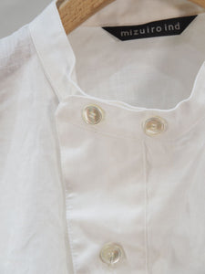 mizuiro ind "リネン スタンドカラーシャツ WHITE"