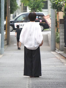 mizuiro ind "リネン スタンドカラーコクーンシャツ WHITE"