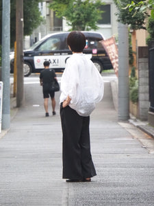 mizuiro ind "リネン スタンドカラーコクーンシャツ WHITE"