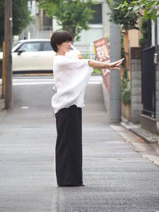 mizuiro ind "リネン スタンドカラーコクーンシャツ WHITE"