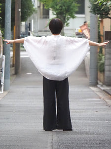 mizuiro ind "リネン スタンドカラーコクーンシャツ WHITE"