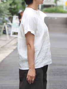 mizuiro ind "リネン スタンドカラーシャツ WHITE"