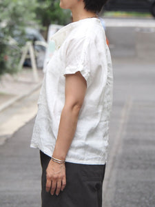 mizuiro ind "リネン スタンドカラーシャツ WHITE"