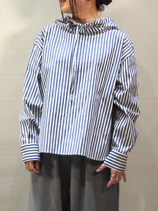 ストライプフードシャツ mizuiro ind 