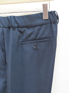 AUDIENCE "ウールライクサージ ２タックイージーワイドパンツ NAVY"