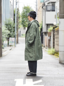 SAGE DE CRET "バックサテン ミリタリーフーデッドコート OLIVE"