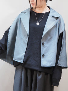 MIDIUMISOLID "3way ケープコート BLUE GRAY"