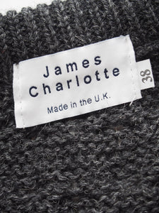 JAMES CHARLOTTE "アラン柄 クルーネックカーディガン CHARCOAL"