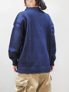 GUERNSEY WOOLLENS "オーバーサイズ ガンジーセーター NAVY"