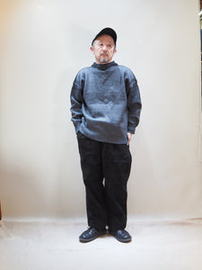 GUERNSEY WOOLLENS "オーバーサイズ ガンジーセーター CHARCOAL"