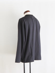 NISICA "変形クルーネック カットソープルオーバーシャツ BLACK"